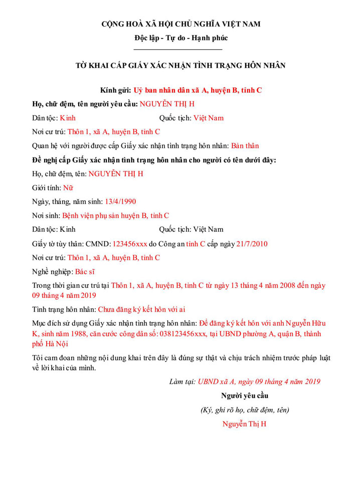 Làm Giấy Chứng Nhận Độc Thân